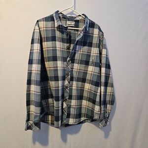 Y2K Billabong Recycler Core Fit Stretch Men's Plaid Flannel Button-Up Shirt XL